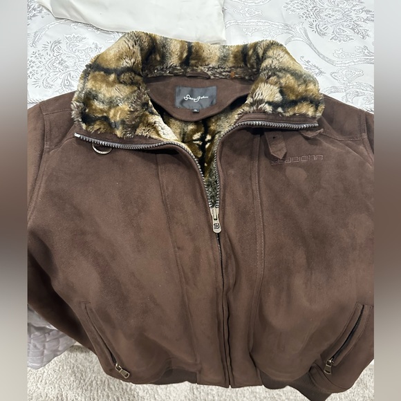 Sean John brown fur lined coat. Lightly used. Great condition - Picture 1 of 3